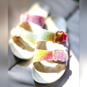 Bamboo Rainbow Rhinestone Slides
